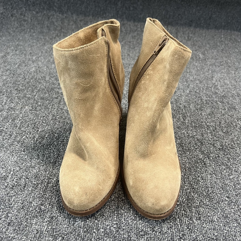 Sole Society Boho Western Ankle Boots Womens 7.5 Tan Suede Leather Block Heel